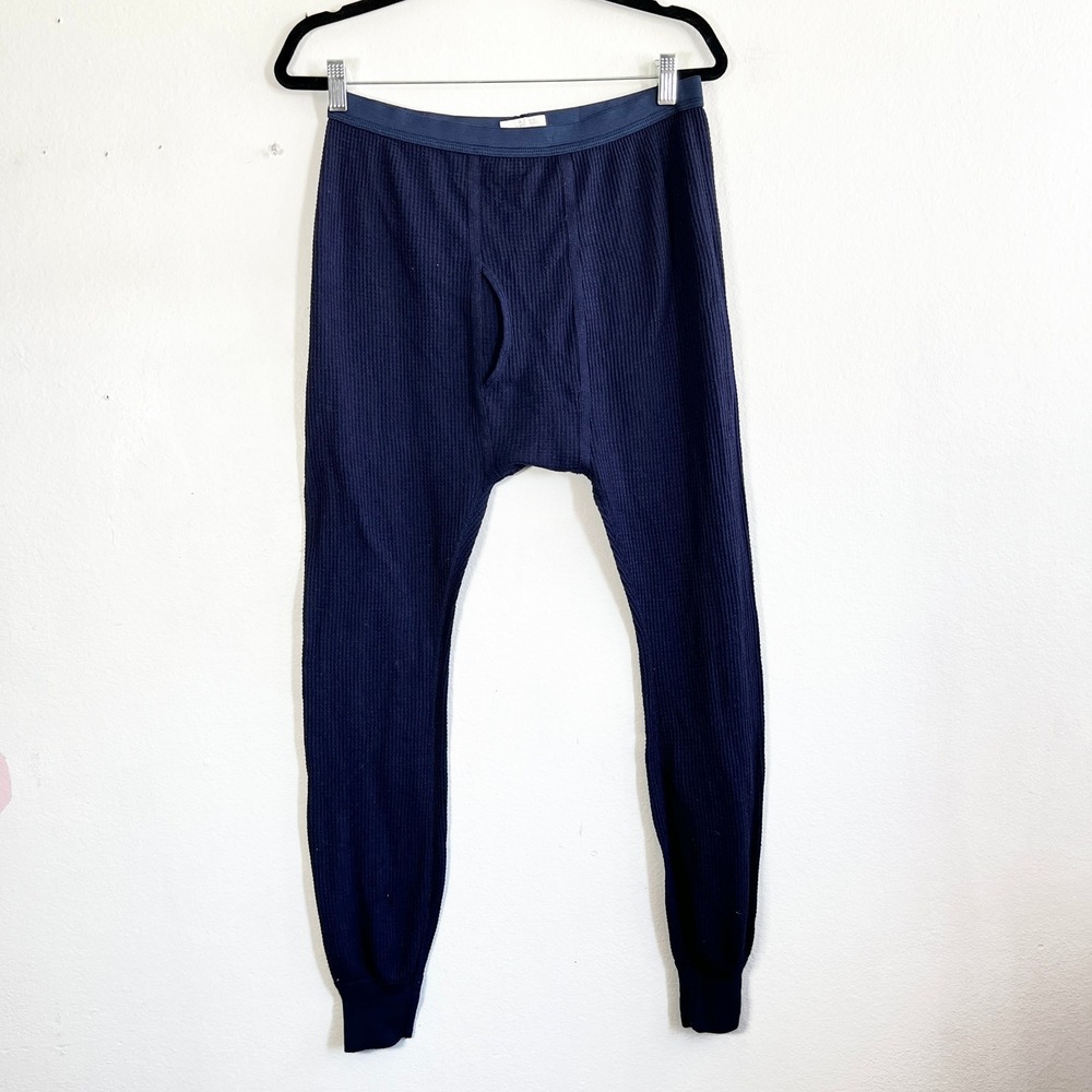 Vintage J.E. Morgan Long John Thermal‎ Pants Base Layer Cotton Navy Blue XL